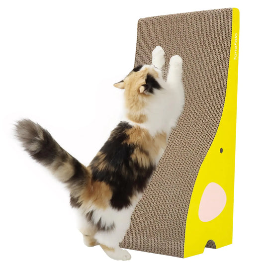 Cat Scratching Board Cat Scratcher Elephant Shape Cat Scratch Pad TanoFalo Cardboard Cat Scratchers for Indoor Cats High Strength Corrugated Cardboard Reversible with Catnip (Yellow)